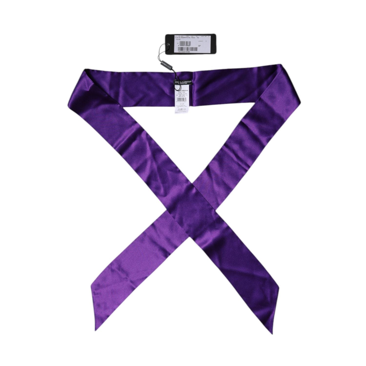 Dolce & Gabbana Purple Satin Silk Skinny Neck Foulard Scarf
