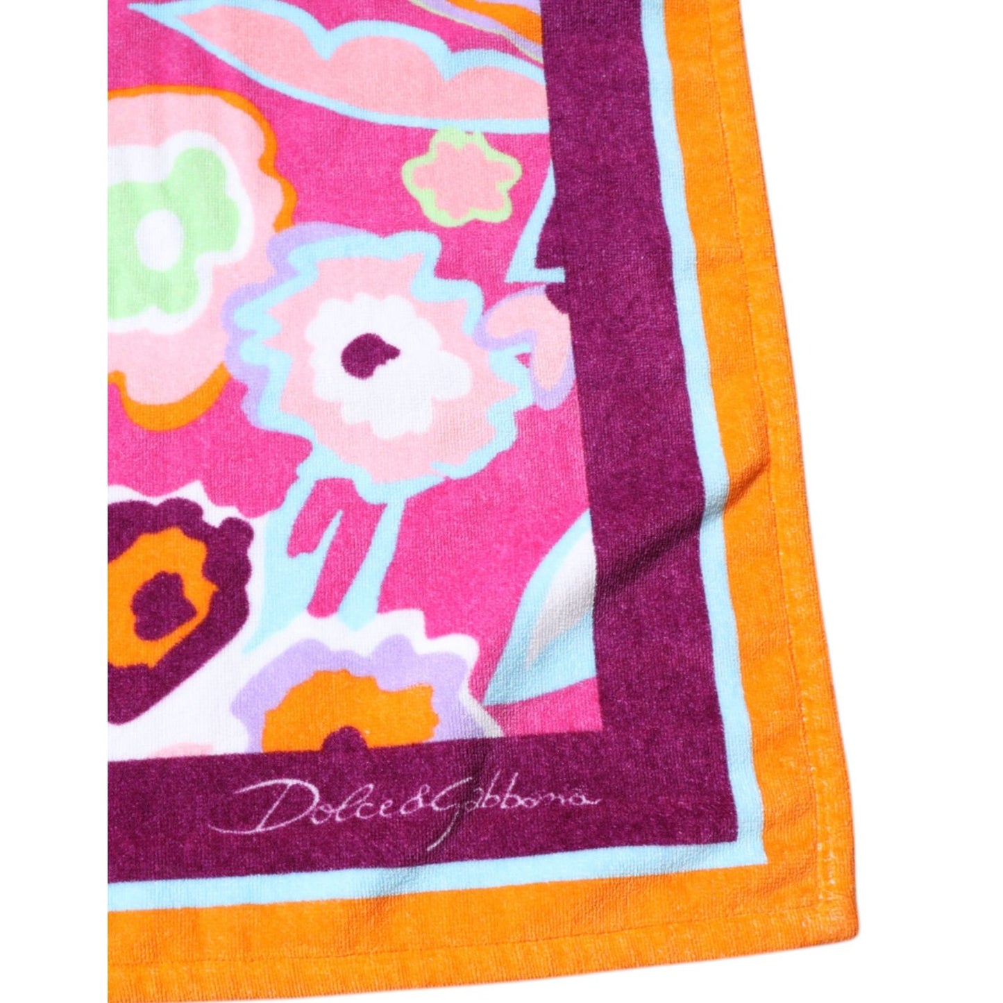 Dolce & Gabbana Multicolor Floral Print Cotton Beach Towel