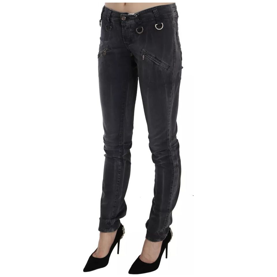 John Galliano Grey Washed Low Waist Zipper Side Skinny Denim Jeans PAN70453-W26