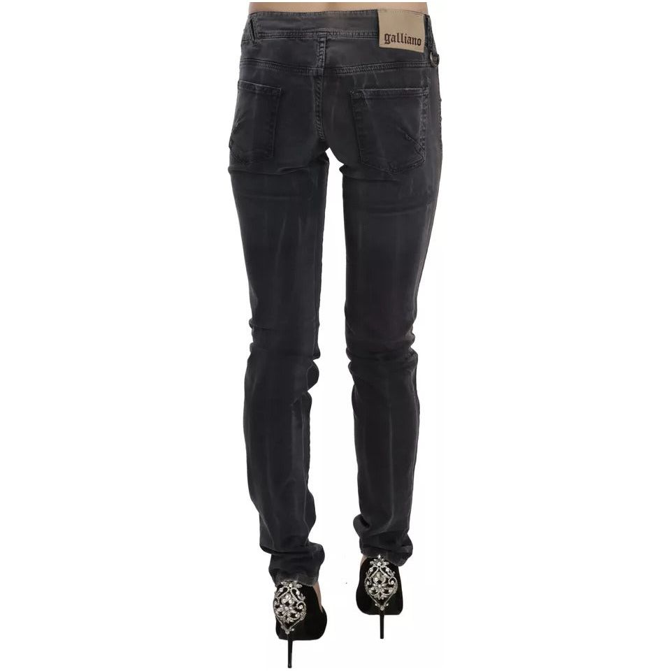 John Galliano Grey Washed Low Waist Zipper Side Skinny Denim Jeans PAN70453-W26