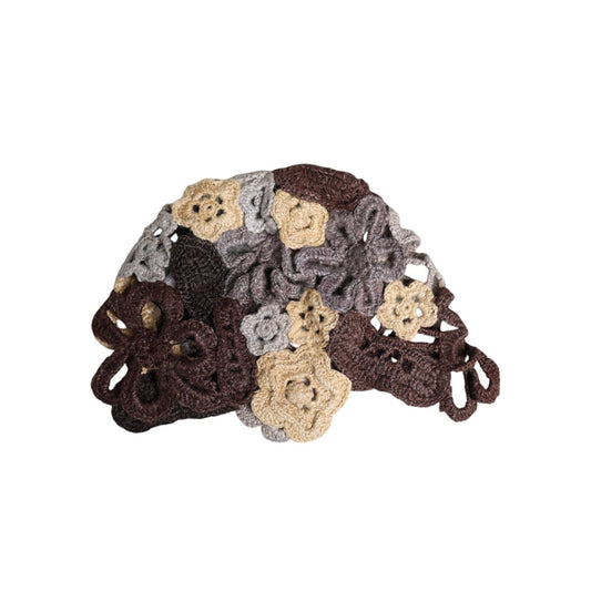 Dolce & Gabbana Multicolor Floral Silk Crochet Beanie Hat HAT9746