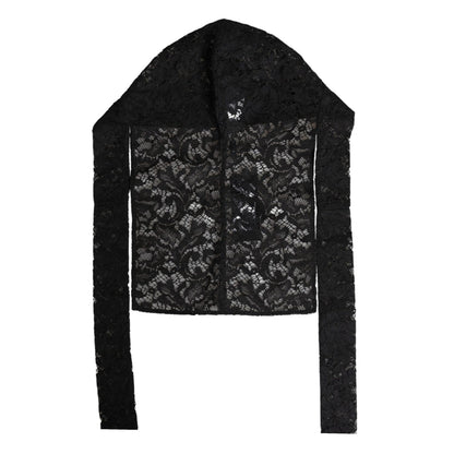 Dolce & Gabbana Black Floral Lace Whole Head Wrap Hat