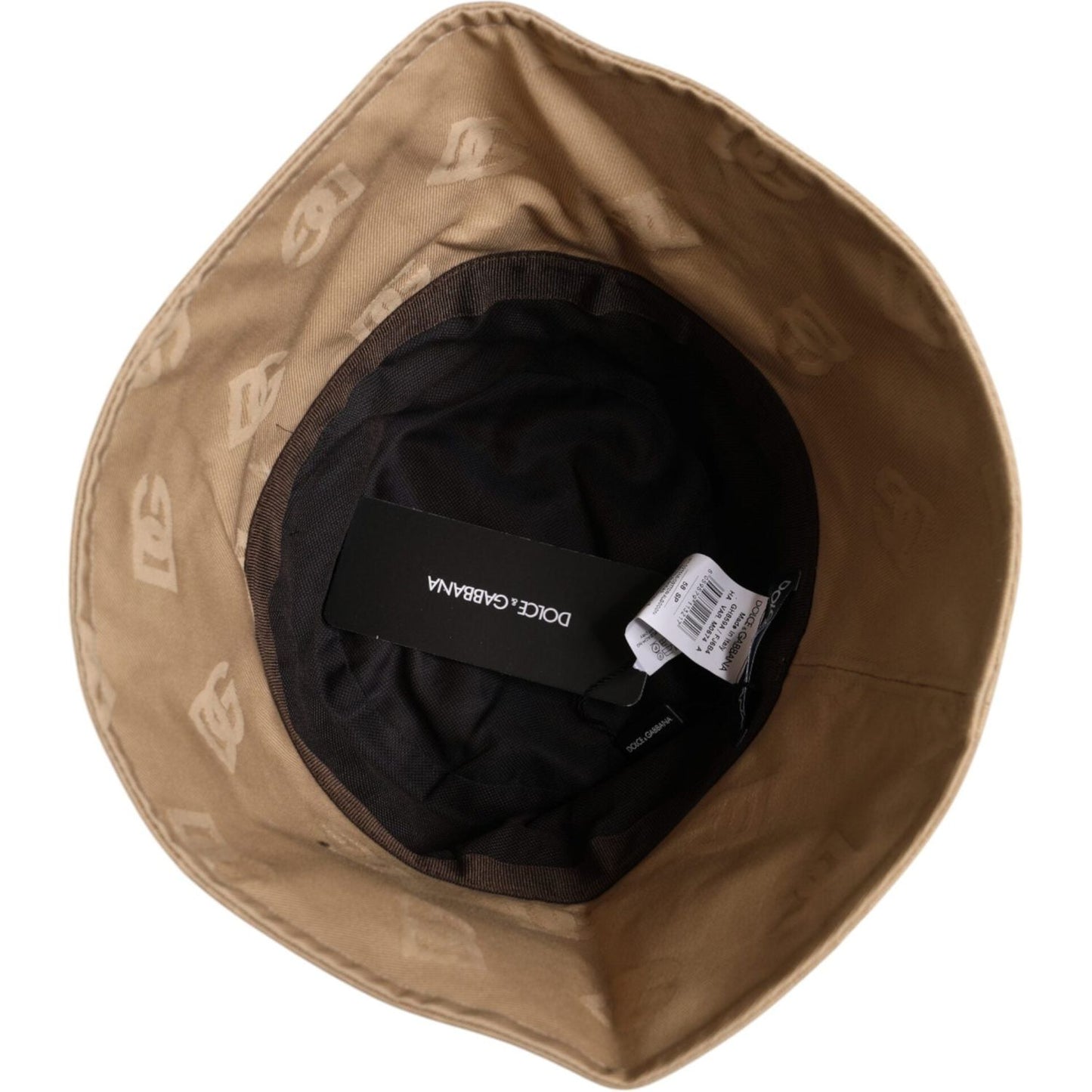 Dolce & Gabbana Beige Logo Monogram Cotton Bucket Cap HAT9755-58