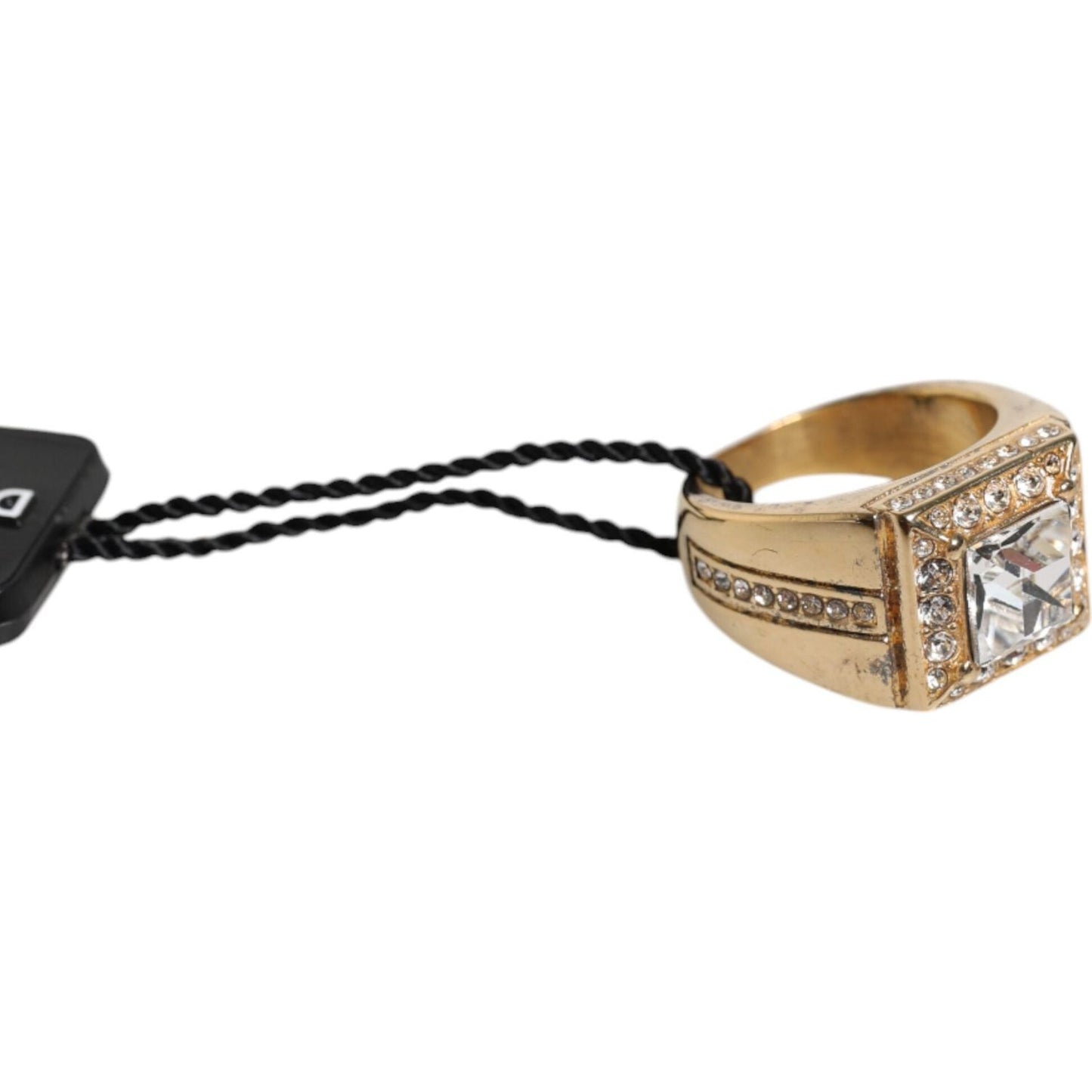 Dolce & Gabbana Gold Tone Sterling Silver 925 Crystals Ring