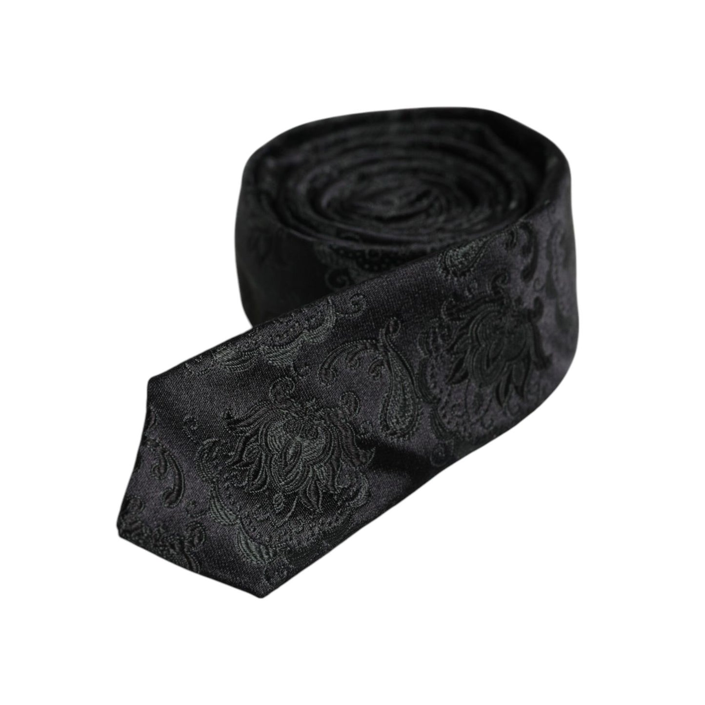Dolce & Gabbana Dark Green Floral Silk Adjustable Necktie Tie