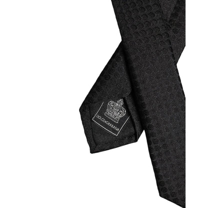 Dolce & Gabbana Black Circles Silk Adjustable Necktie Tie