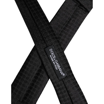 Dolce & Gabbana Black Circles Silk Adjustable Necktie Tie