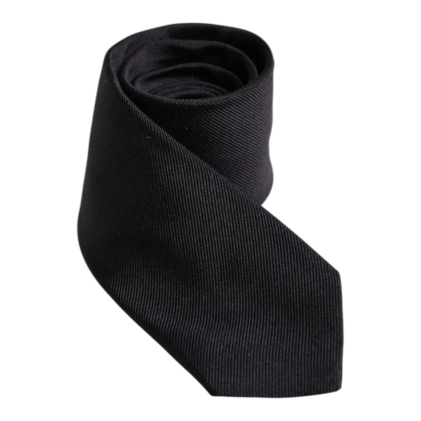 Dolce & Gabbana Black Solid Silk Adjustable Necktie Tie KRA3469