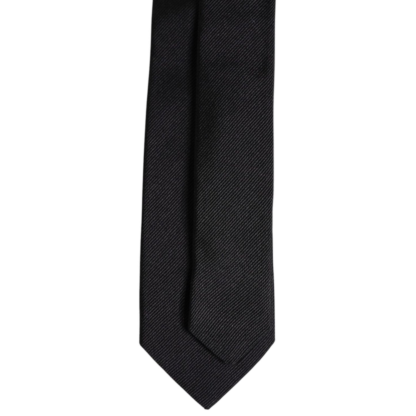 Dolce & Gabbana Black Solid Silk Adjustable Necktie Tie KRA3469