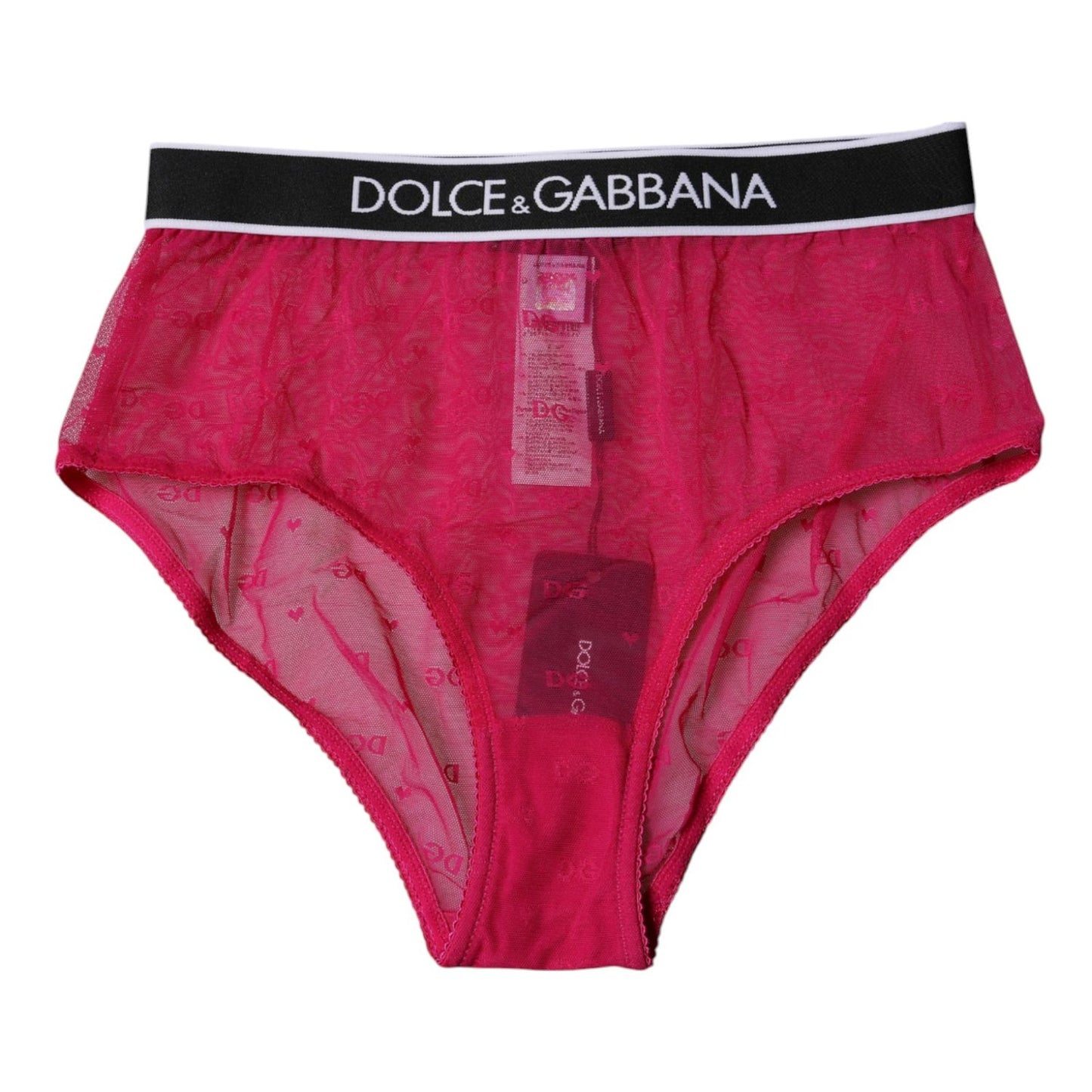 Dolce & Gabbana Fuchsia Tulle Nylon Mid Waist Panty Underwear