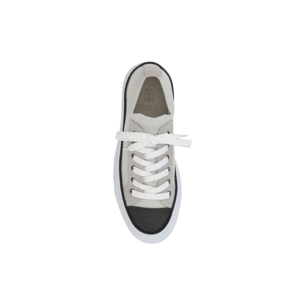 Brunello Cucinelli Mesh cotton and suede Sneakers BR-MZ35G2650C9588-EU38.5/US8.5