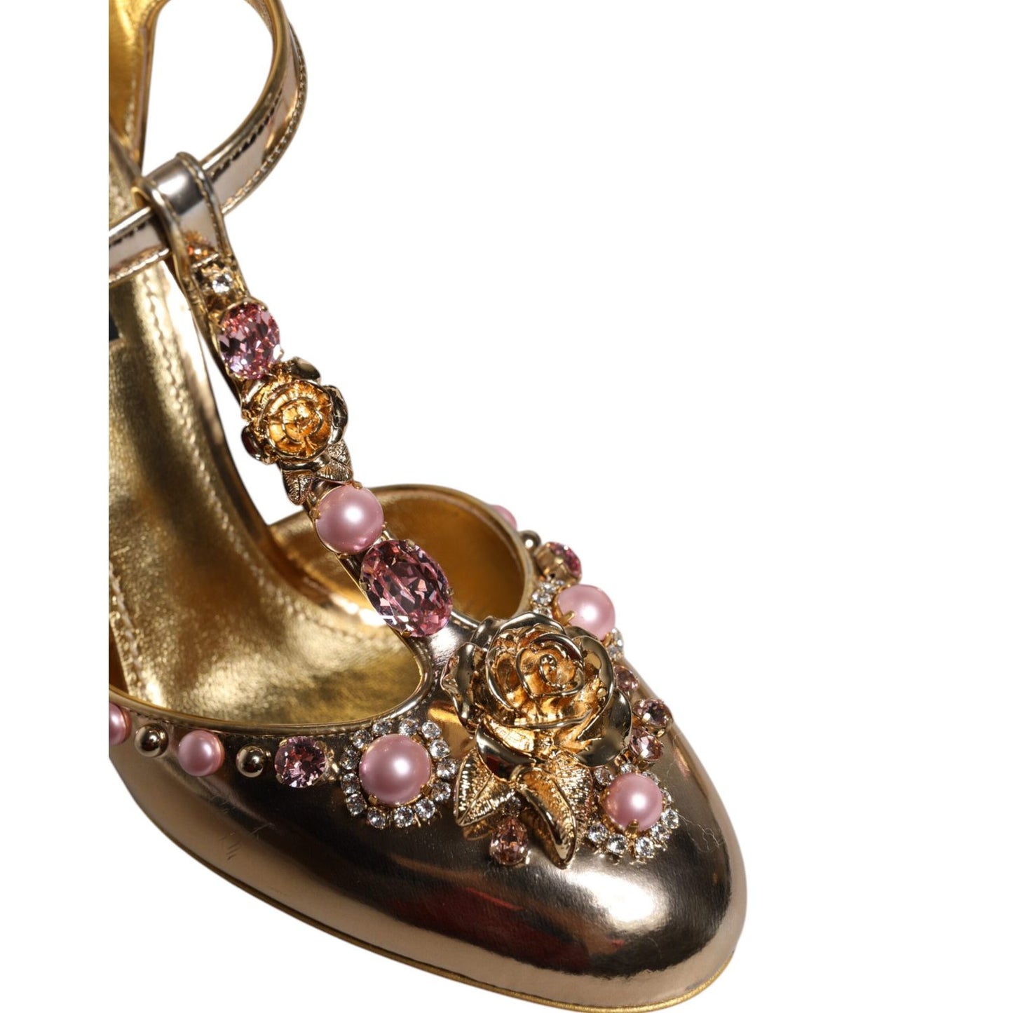 Dolce & Gabbana Gold Embellished Vally Heels Sandals Shoes