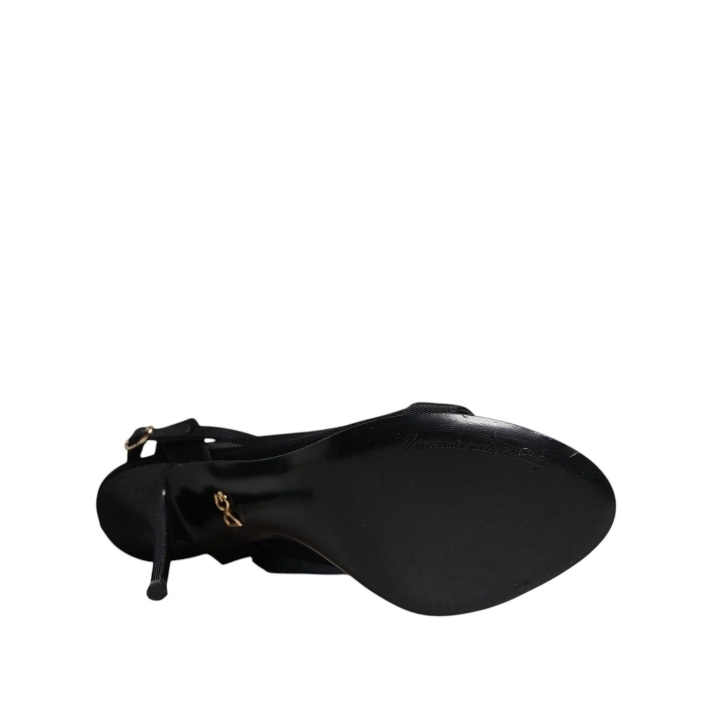 Dolce & Gabbana Black Tulle Stretch Heels Sandals Shoes