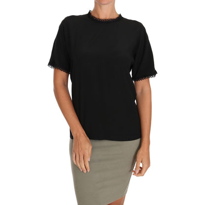 Dolce & Gabbana Black Silk Lace Top Blouse T-Shirt