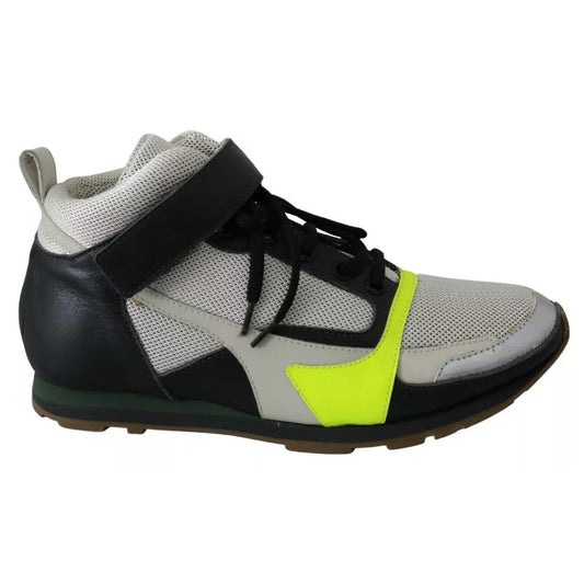 Jil Sander Fog Gray Neon Green Black Lace-Up Strap Shoes