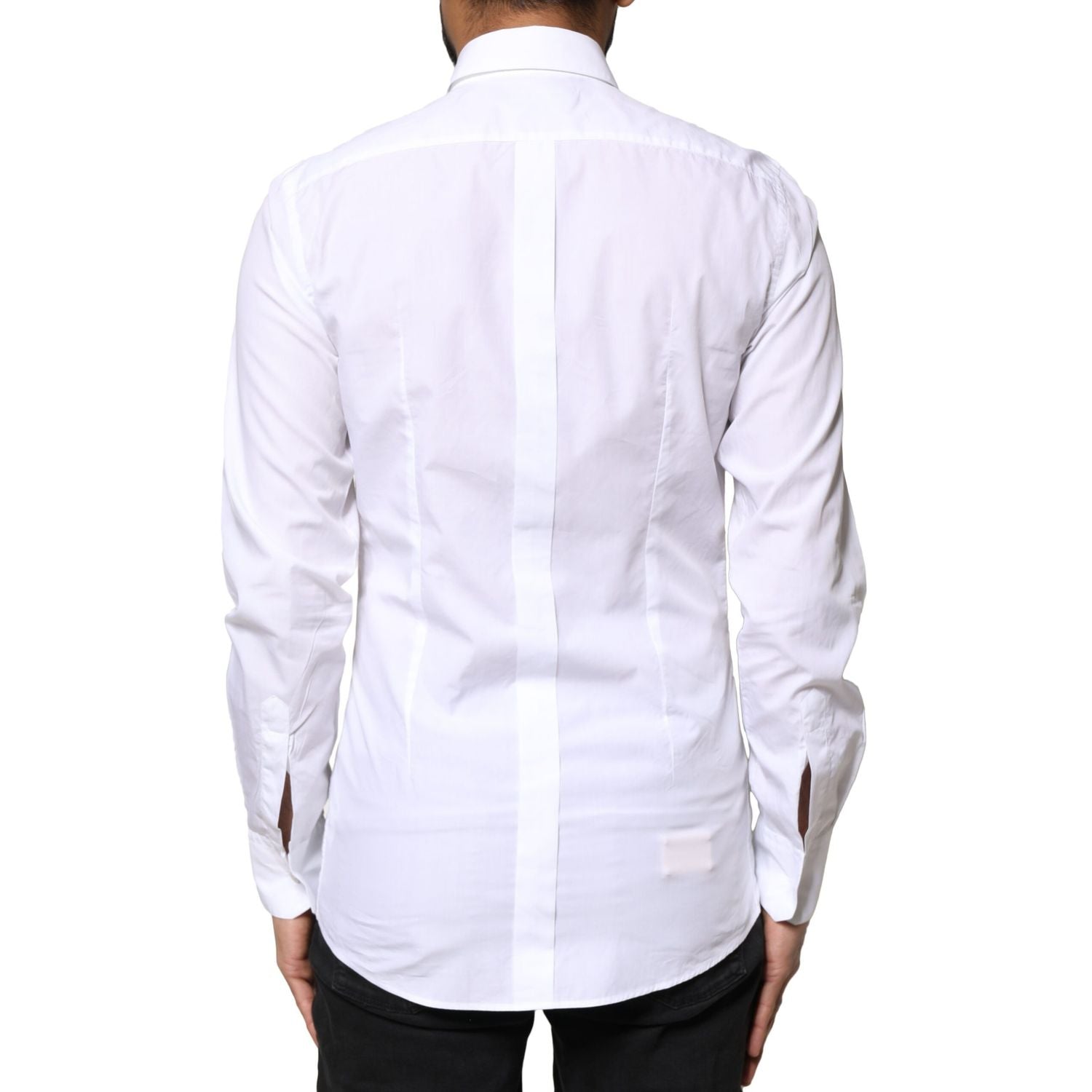 Dolce & Gabbana White Cotton Peacock Feather GOLD Formal Shirt