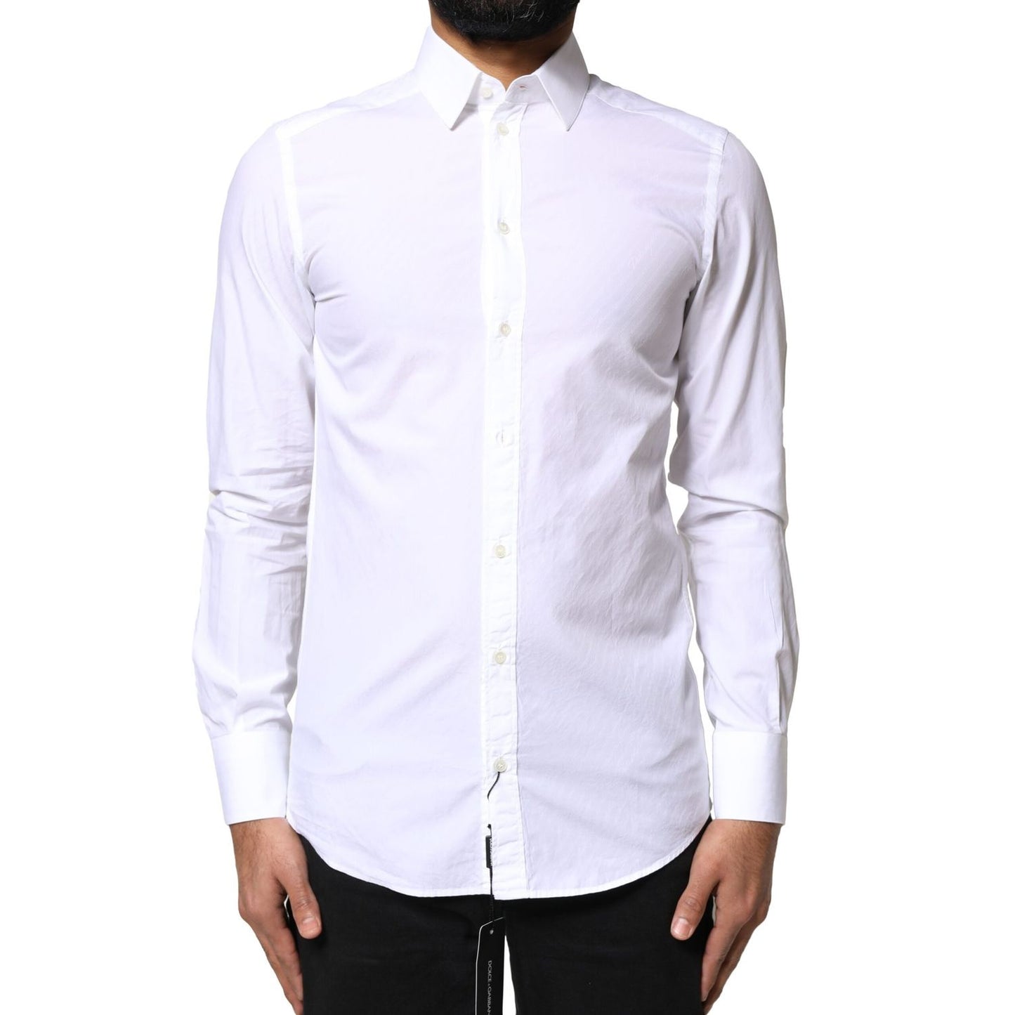 Dolce & Gabbana White Cotton MARTINI Formal Men Dress Shirt