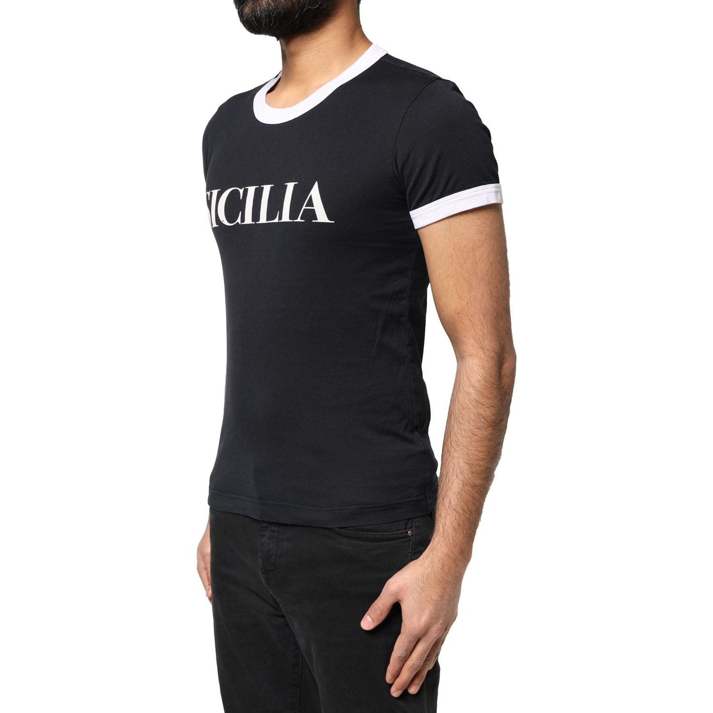 Dolce & Gabbana Black Sicilia Crew Neck Short Sleeve T-shirt TSH83364-44