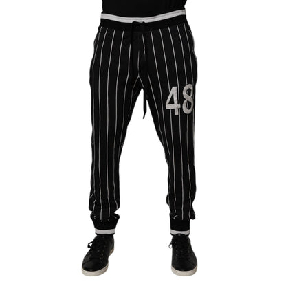 Dolce & Gabbana Black White Stripes Jogger Sweatpants Pants