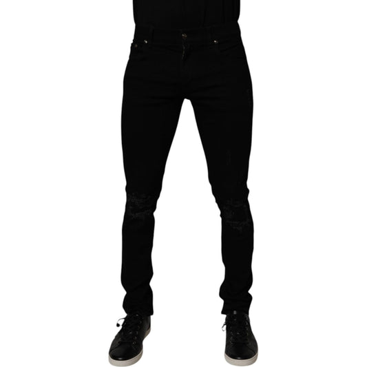 Dolce & Gabbana Black Cotton Stretch Skinny Men Denim Jeans PAN75255-46