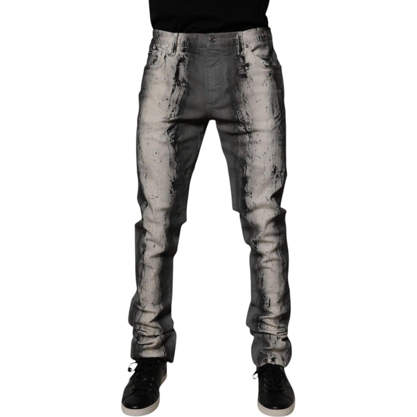 Dolce & Gabbana Gray Tie Dye Cotton Skinny Men Denim Jeans PAN75265-48