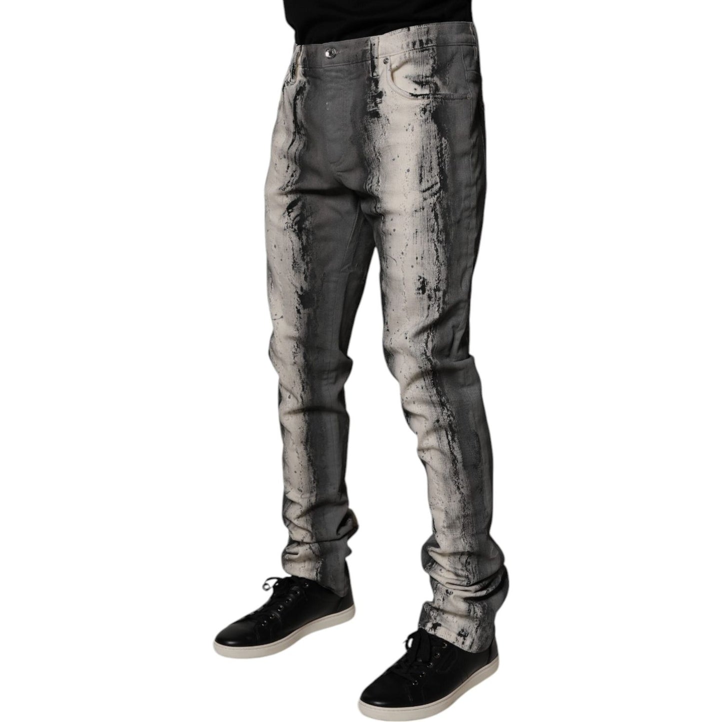 Dolce & Gabbana Gray Tie Dye Cotton Skinny Men Denim Jeans PAN75265-48