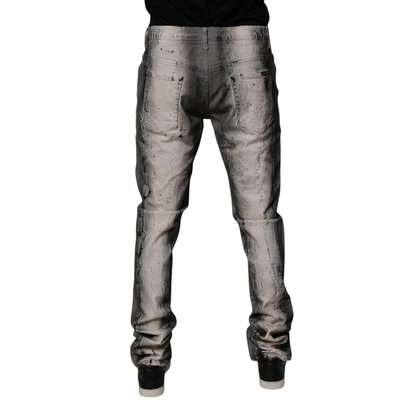 Dolce & Gabbana Gray Tie Dye Cotton Skinny Men Denim Jeans