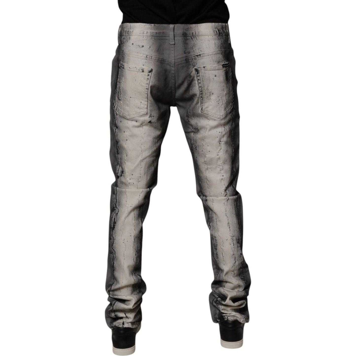 Dolce & Gabbana Gray Tie Dye Cotton Skinny Men Denim Jeans PAN75265-48