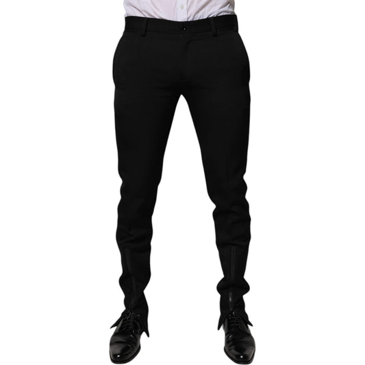Dolce & Gabbana Black Wool Tapered Formal Dress Pants PAN75328-48