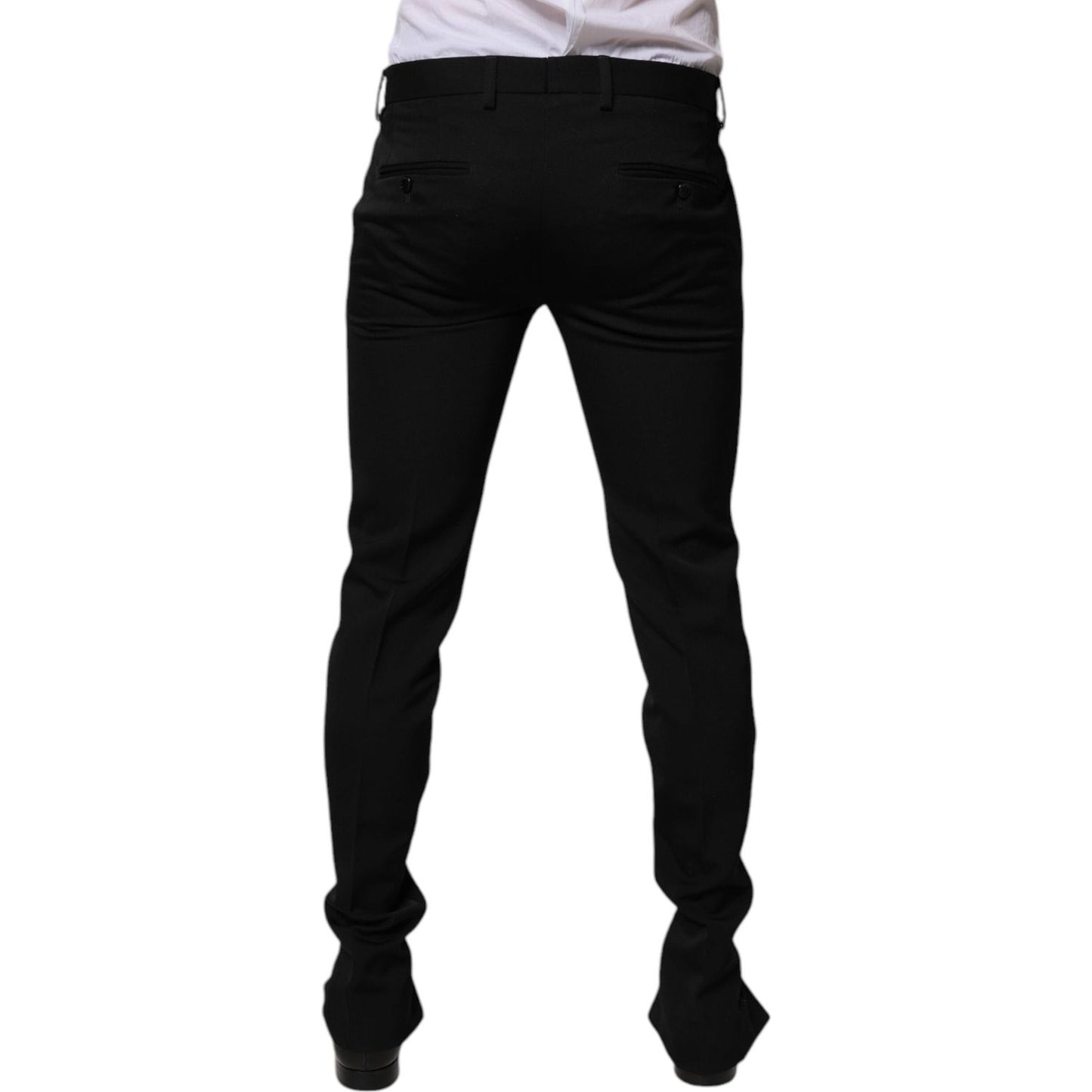 Dolce & Gabbana Black Wool Tapered Formal Dress Pants PAN75328-48