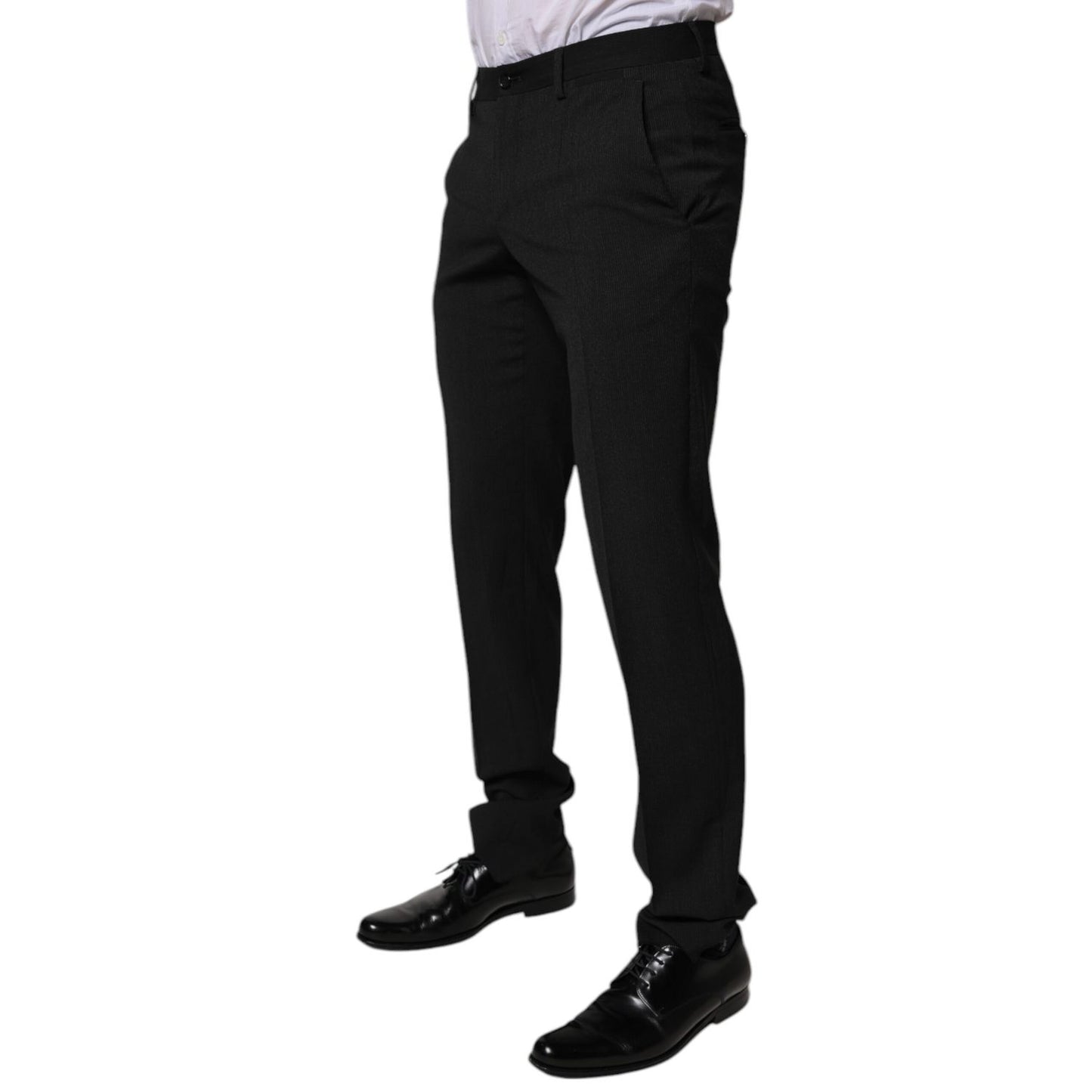 Dolce & Gabbana Black Polyester Tapered Formal Men Dress Pants
