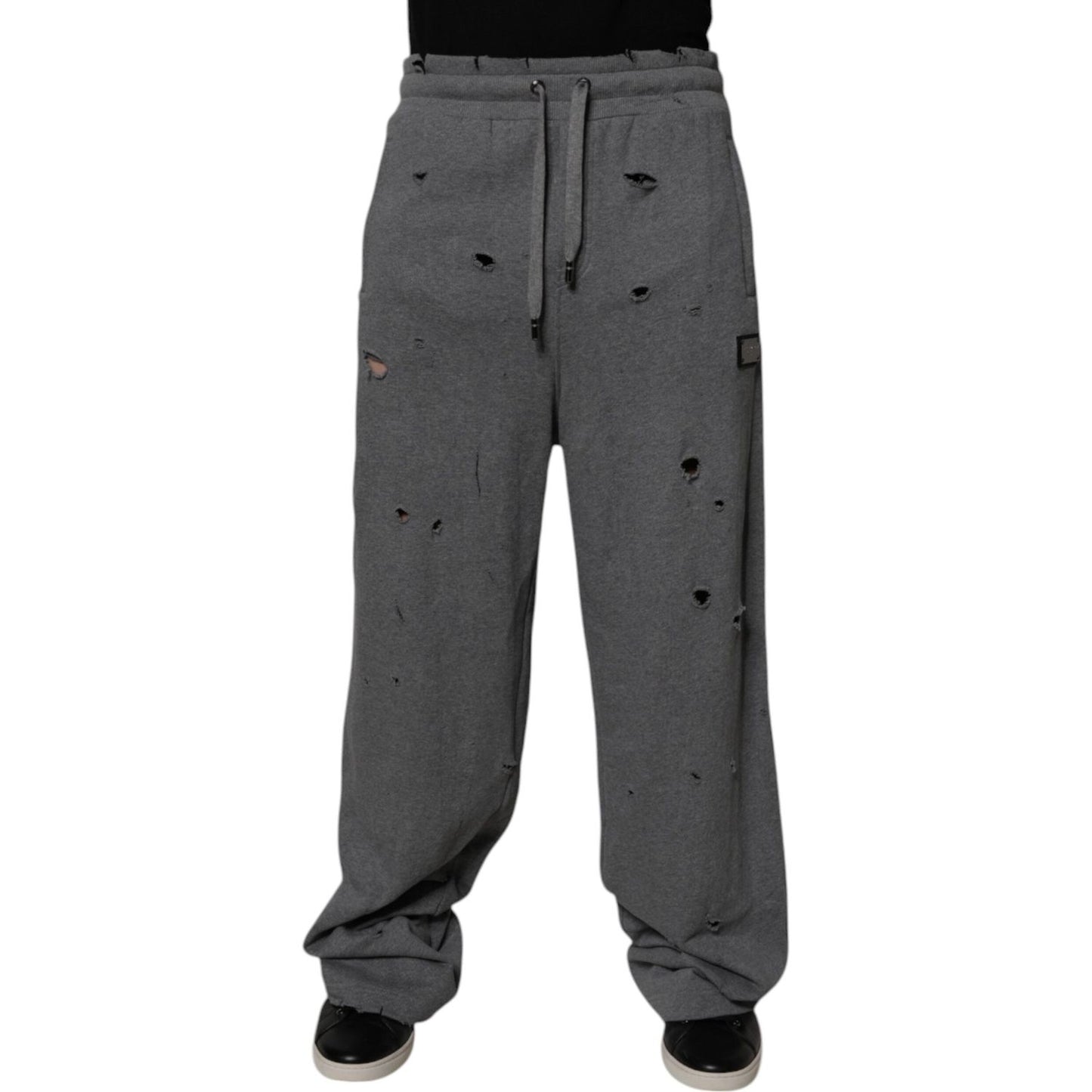 Dolce & Gabbana Gray Cotton RipStyle Straight Sweatpants Pants PAN76006-48