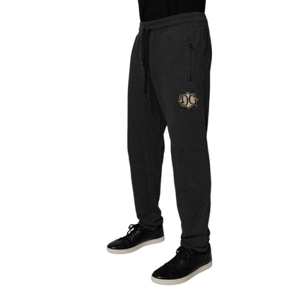 Dolce & Gabbana Dark Gray Logo Cotton Jogger Sweatpants Pants