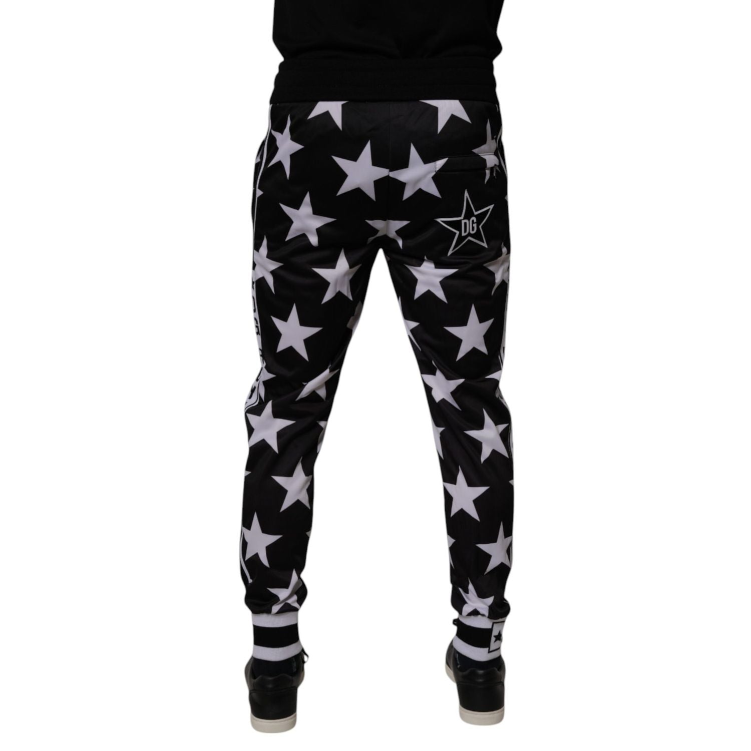 Dolce & Gabbana Black White Stars Jogger Men Sweatpants Pants