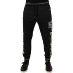 Dolce & Gabbana Black Floral King Men Jogger Sweatpants Pants PAN76049-46