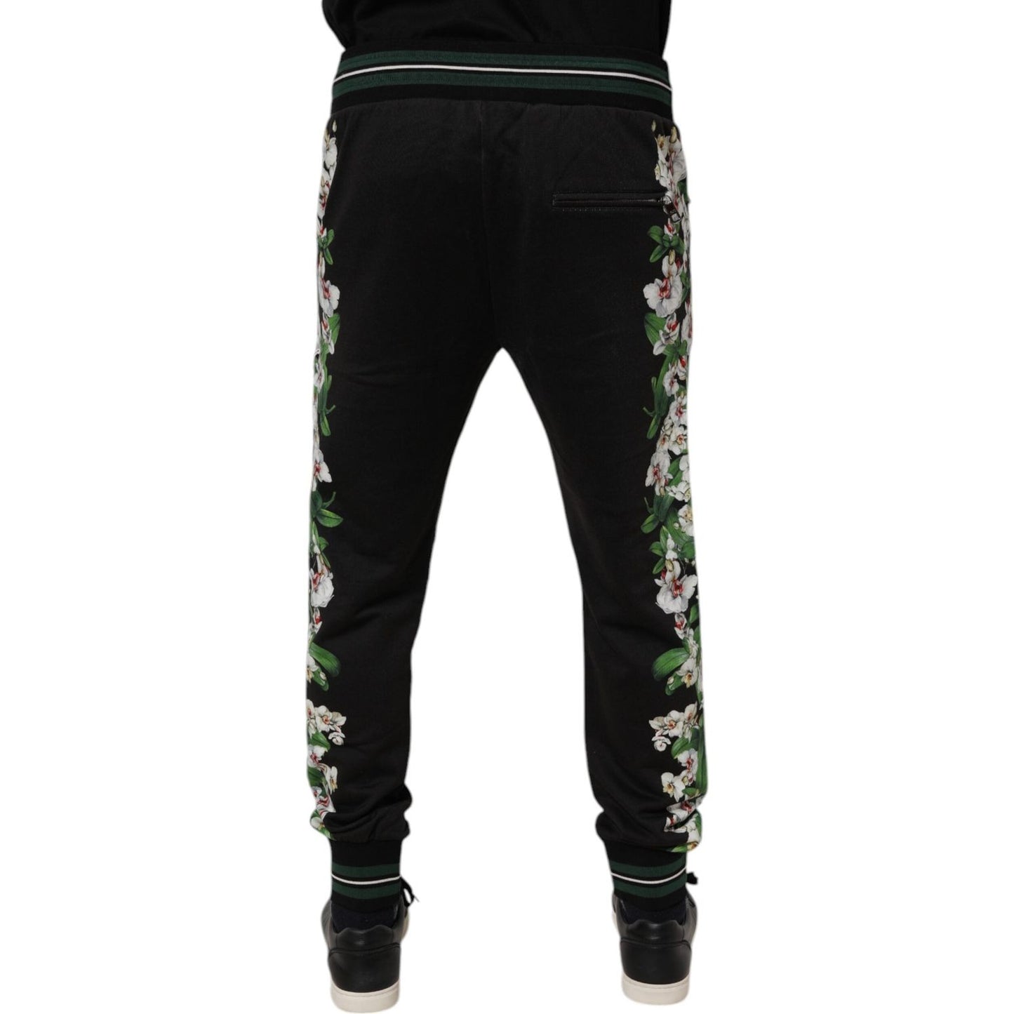 Dolce & Gabbana Black Floral King Men Jogger Sweatpants Pants PAN76049-46