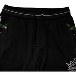 Dolce & Gabbana Black Floral King Men Jogger Sweatpants Pants PAN76049-46