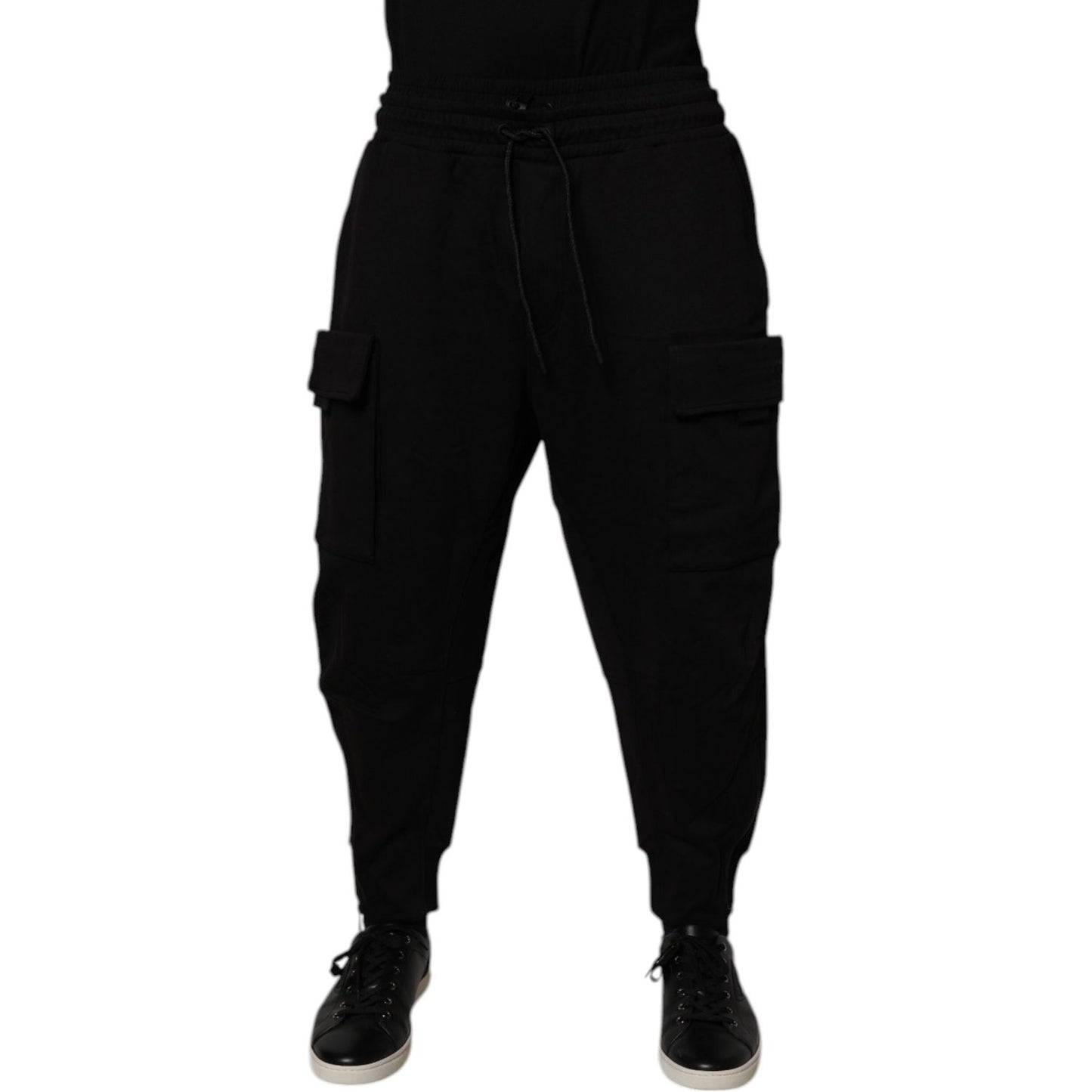 Dolce & Gabbana Black Cotton Men Cargo Jogger Sweatpants Pants PAN76061-L