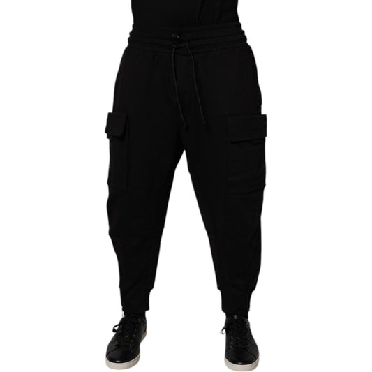 Dolce & Gabbana Black Cotton Men Cargo Jogger Sweatpants Pants PAN76061-L