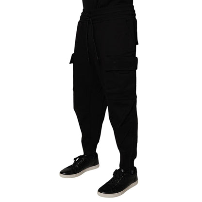 Dolce & Gabbana Black Cotton Men Cargo Jogger Sweatpants Pants