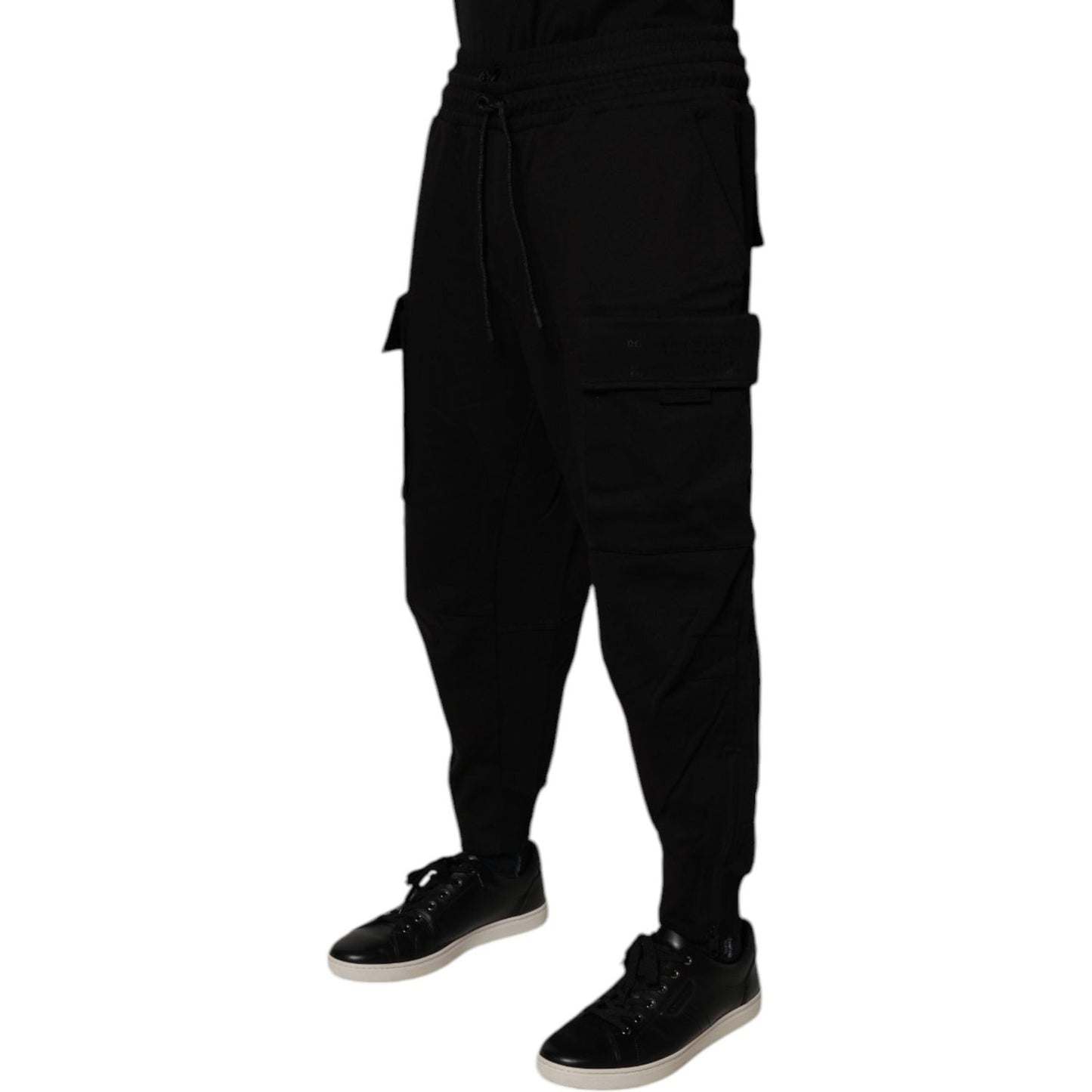 Dolce & Gabbana Black Cotton Men Cargo Jogger Sweatpants Pants PAN76061-L