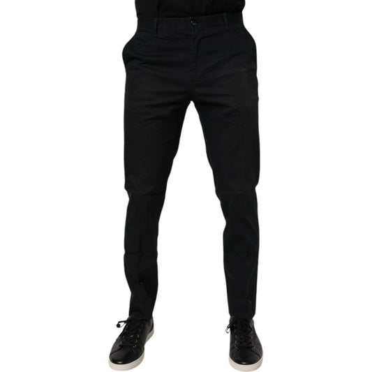 Dolce & Gabbana Black Cotton Stretch Skinny Dress Formal Pants PAN76115-48