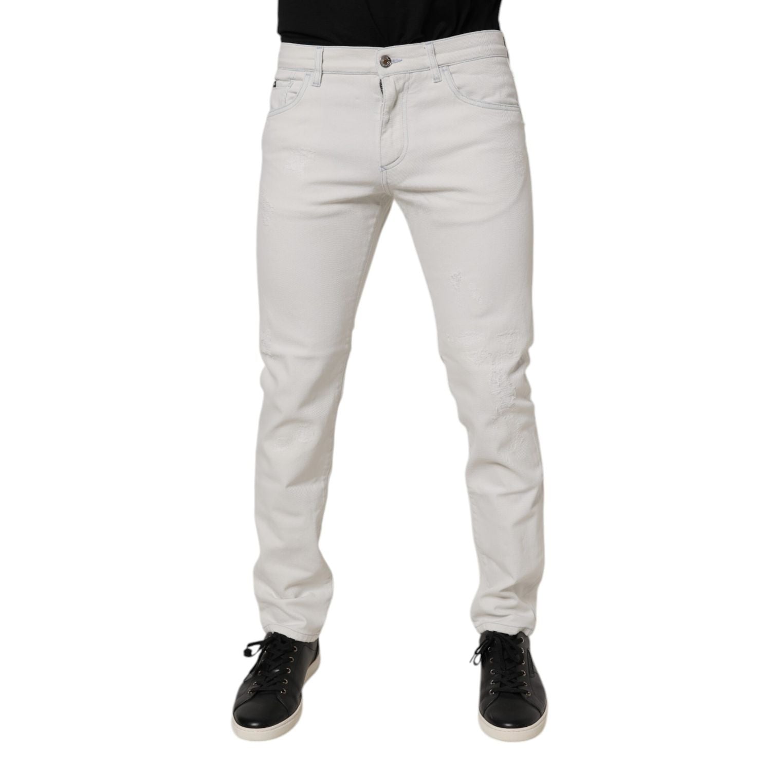 Dolce & Gabbana White Cotton Stretch Skinny Slim Denim Jeans
