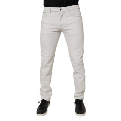 Dolce & Gabbana White Cotton Stretch Skinny Slim Denim Jeans