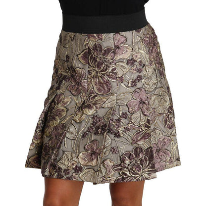 Dolce & Gabbana A-Line Mini Floral Print Jaquard Skirt Skirt