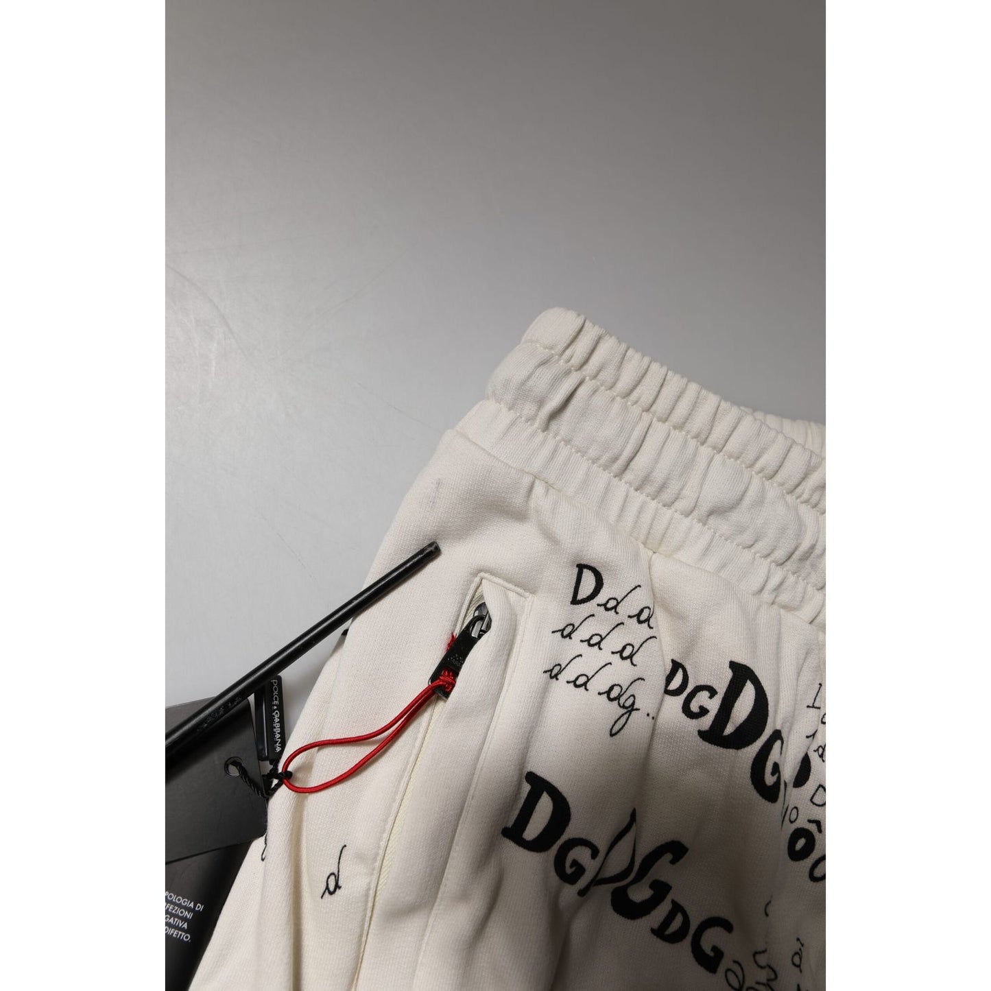 Dolce & Gabbana White Logo Print Men Skinny Sweatpants Pants