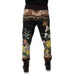 Dolce & Gabbana Black Floral Cotton Jogger Sweatpants Pants PAN76180-48