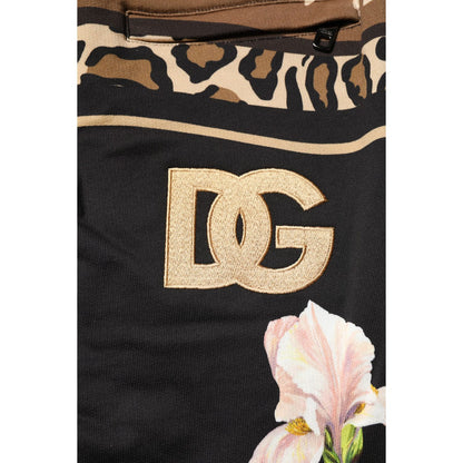 Dolce & Gabbana Black Floral Cotton Jogger Sweatpants Pants