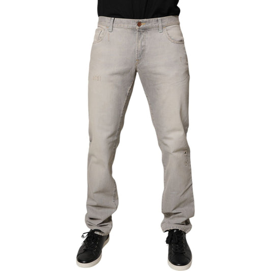 Dolce & Gabbana Light Gray Cotton Skinny Denim Jeans PAN76181-44