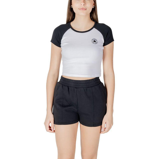 Converse Black And White Cotton Tops & T-Shirt